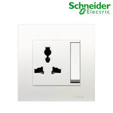 Ổ cắm đơn 3 chấu đa năng 13A có 1 công tắc Schneider KB113LS
