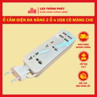 Ổ cắm du lịch kéo dài quấn gọn 1.5 mét có màng che bảo vệ trẻ em, Ổ cắm điện đa năng 2 Ổ 4 USB