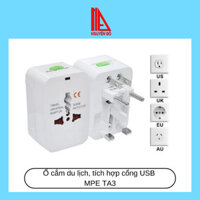 Ổ cắm du lịch, tích hợp cổng USB MPE TA3 có chức năng chuyển chân cắm điện để sạc điện thoại, laptop - sản phẩm tiện lợi