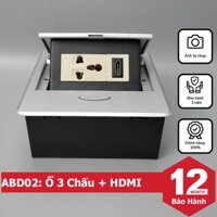 Ổ Cắm HDMI Âm Bàn - Âm Sàn, Ổ Cắm Điện Đa Năng Cho Bàn Làm Việc, Bàn Họp Cao Cấp ABD02 Màu Bạc
