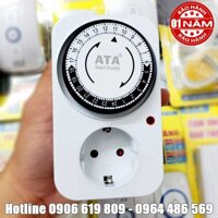 Ổ cắm hẹn giờ cơ 24H ATA 24A (hẹn giờ bật tắt tự động, đồng hồ cơ)