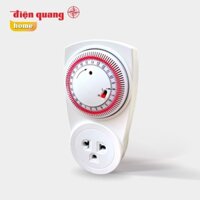 Ổ cắm hẹn giờ Điện Quang ĐQ ESK MT03 WR 13 ( Điều chỉnh cơ, 1 lỗ - 3 chấu, trắng – đỏ )