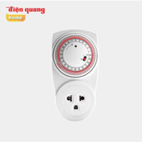 Ổ cắm hẹn giờ Điện Quang ĐQ ESK MT03 WR 13 ( Điều chỉnh cơ, 1 lỗ - 3 chấu, trắng – đỏ )