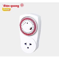 Ổ cắm hẹn giờ Điện Quang ĐQ ESK MT03 WR 13 (Điều chỉnh cơ, 1 lỗ - 3 chấu, trắng – đỏ)