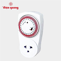 Ổ cắm hẹn giờ Điện Quang ĐQ ESK MT03 WR 13 (Điều chỉnh cơ, 1 lỗ - 3 chấu, trắng – đỏ)