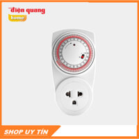Ổ cắm hẹn giờ Điện Quang ĐQ ESK MT03 WR 13 (Điều chỉnh cơ, 1 lỗ - 3 chấu, trắng – đỏ)