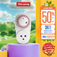 Ổ cắm hẹn giờ Điện Quang ĐQ ESK MT03 WR 13 (Điều chỉnh cơ, 1 lỗ - 3 chấu, trắng – đỏ)