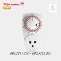 Ổ cắm hẹn giờ Điện Quang CƠ/ĐIỆN TỬ ( 1 lỗ - 3 chấu, trắng – đỏ )
