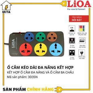 Ổ cắm kéo dài đa năng có bảo vệ quá tải bằng CB 3m Lioa 3D3S32