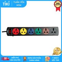 Ổ CẮM KÉO DÀI LIOA 3 CHẤU 6 LỖ ĐA NĂNG DÂY DÀI 3M MODEL 6D32N - Đen