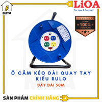 Ổ Cắm Kéo Dài Quay Tay Kiểu RULO LiOA NEW 4 Ổ cắm Công suất 15A Dây 50m - MITA