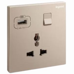 Ổ cắm Legrand, kèm sạc Usb màu vàng hồng Galion | 282442C1