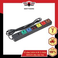 Ổ cắm LiOA 6 lỗ 3 chấu 6D52N dây dài 5m