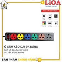 Ổ cắm LiOA 6 lỗ 3 chấu 6D52N dây dài 5m