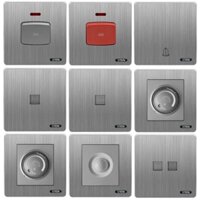 Ổ cắm mạng cat6, ổ cắm điện thoại, dimmer đèn, quạt, công tắc 20A, 45A, nút nhấn chuông Uten mặt vuông màu ghi S300