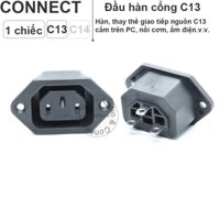 Ổ cắm nguồn C13 lắp bảng điều khiển trên thân vỏ thiết bị - Jack cắm nguồn C13 10A-250V