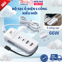Ổ Cắm Sạc Điện Thoại Sạc Cùng Lúc Nhiều Thiết Bị- Gồm 5 Cổng Sạc Type-C, USB An Toàn Tiện Lợi Thông Minh X556.