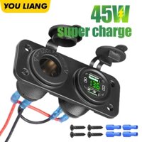 Ổ Cắm Sạc Hai Cổng USB 12V-24V Dành Cho Xe Hơi Xe Máy