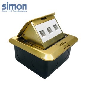 Ổ cắm sàn màu vàng gồm 3 ổ mạng Simon SEF3888