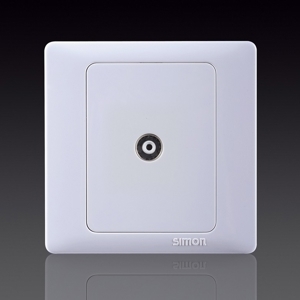 Ổ cắm Tivi chống nhiễu chuẩn F có bảo vệ vuông màu trắng Simon 55114