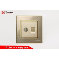 Ổ cắm truyền hình + Ổ cắm mạng Mặt Nhôm Phay Tenko TK-F66-B9-51 Vàng