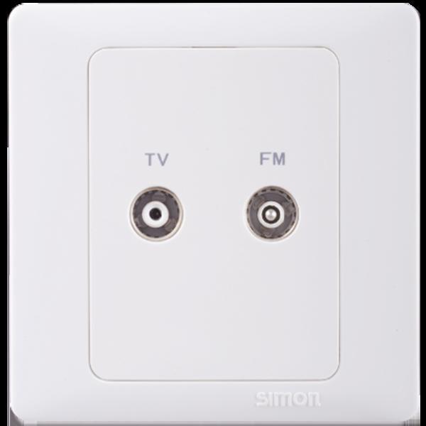 Ổ cắm TV bộ chia có bảo vệ và 1 kết nối chuẩn F màu trắng Simon 55115