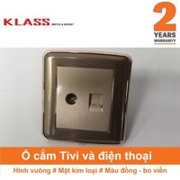 Ổ cắm TV và ổ cắm điện thoại hình vuông màu đồng KLASS 86KV1-020