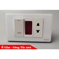 Ổ Cắm Và Công Tắc Điện 20A Công Suất Cao Cho Nóng lạnh Và Điều Hòa Âm Tường TK-C9-T080