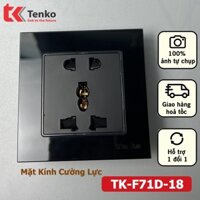 Ổ Cắm Vuông Âm Tường Màu Đen Cao Cấp Mặt Kính Cương Lực Độ Chống Xước Chống, Bụi Cao TENKO