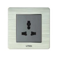Ổ cắm vuông Uten V6 màu ghi xám - Ổ cắm 3 chấu - 2 bộ