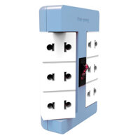 Ổ Cắm Xoay 90 Điện Quang ĐQ ESK RT 6BW 6 Lỗ - Xanh Trắng