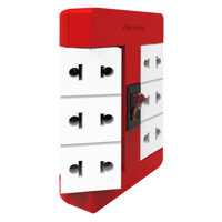 Ổ Cắm Xoay 90 Điện Quang ĐQ ESK RT 6BW 6 Lỗ - Đỏ Trắng