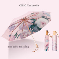 Ô che nắng mưa, Dù che nắng mưa họa tiết Hoa, gấp gọn, 2 lớp vải chống tia UV mẫu cao cấp