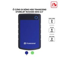 Ổ cứng di động HDD Transcend StoreJet Rugged 25H3 2.5" 2TB 5Gbps Xanh TS2TSJ25H3B - Bảo hành 3 năm