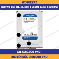 Ổ cứng gắn trong DESKTOP WD Blue 2TB, 3.5, SATA 3, 256MB Cache, 5400RPM, 2Y WTY_WD20EZAZ