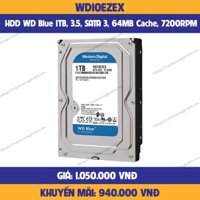 Ổ cứng gắn trong DESKTOP WD Blue 1TB, 3.5, SATA 3, 64MB Cache, 7200RPM, 2Y WTY_WD10EZEX