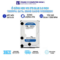 Ổ cứng HDD WD 2TB Blue 3.5 inch, 7200RPM, SATA, 256MB Cache (WD20EZBX) - Hàng chính hãng - BH 3 năm