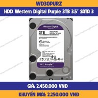 Ổ cứng HDD Western Digital Purple 3TB 3.5" SATA 3-WD30PURZ