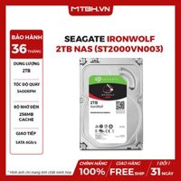 Ổ CỨNG SEAGATE IRONWOLF 2TB NAS SATA 3 5400RPM 256MB CACHE ST2000VN003