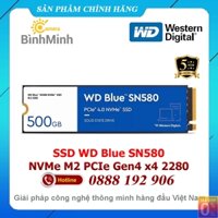 Ổ Cứng SSD 500GB 1TB 2TB WD Blue SN580 M2 NVMe M.2 PCIe Gen4 x4 2280 WDS100T3B0E WDS200T3B0E