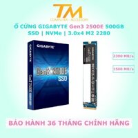 Ổ cứng SSD M2 NVMe | Gigabyte Gen3 2500E | 500GB PCIe Gen 3.0x4 (Đọc 2400MB/s Ghi 1800MB/s
