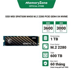 Ổ cứng SSD MSI Spatium M450 1TB M.2 PCIe NVMe Gen4