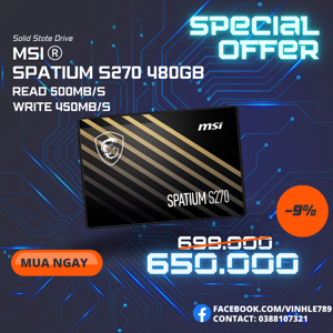 Ổ cứng SSD MSI Spatium S270 480GB