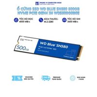 Ổ cứng SSD WD Blue SN580 500GB NVMe PCIe Gen4 x4 WDS500G3B0E - Hàng Chính Hãng - Bảo Hành 3 Năm