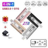 Ổ đĩa flash 2TB 4 trong 1 USB3.0 1TB 512gb đĩa flash OTG 256gb 128gb Pendrive Tốc độ nhanh Type-C cho i / O / S Điện thoại Android PC Memory Stick
