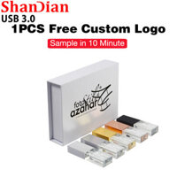 Ổ đĩa Flash SHANDIAN Crystal USB 3.0 128GB 1 CÁI Logo tùy chỉnh miễn phí Pendrive 64GB 3D Laser Flashdrive 32GB Quà tặng sáng tạo Ổ đĩa bút 16G Ổ đĩa ngón tay cái hình chữ nhật 8GB Thanh USB đẹp 4G