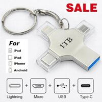 Ổ Đĩa Flash USB 4 Trong 1 16GB 32GB Pendrive 64GB Type-C USB Stick 128GB 256GB Thẻ Nhớ Cho iPhone Android PC 512G