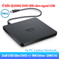 Ổ đĩa quang cắm ngoài Dell USB Slim DVD RW – DW316, DP61N cho PC, Laptop, Macbook