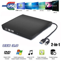 Ổ đĩa quang CD/DVD-RW cắm ngoài Cổng USB 3.0 và Type-C cho Macbook, Laptop,Pc