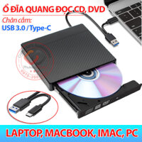 Ổ đĩa quang DVD-R gắn ngoài USB 3.0 Type-C dùng cho máy tính PC, Laptop, máy đồng bộ đọc đĩa CD DVD tài liệu, nghe nhạc